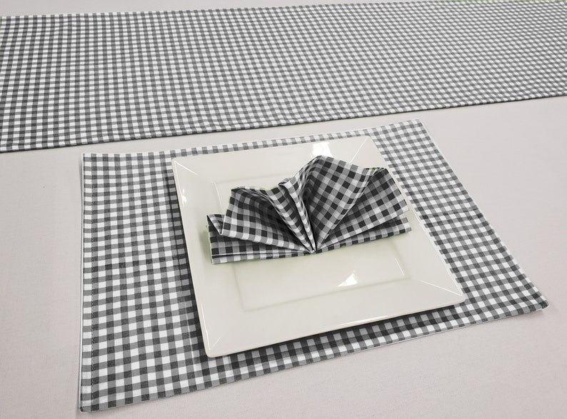 Black & White Checked Gingham Placemat Table Runner Cloth Etsy