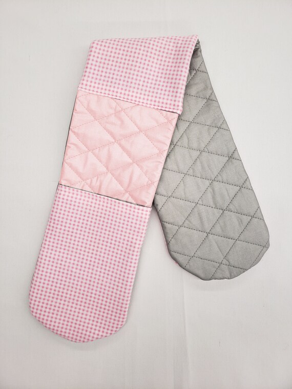 Pink Checked Double Oven Mitt Etsy UK