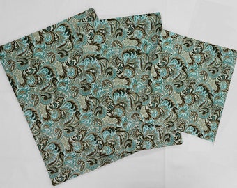 Brown & Teal Paisley Countertop Protecting Slider Mats