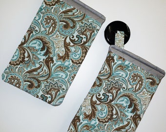 Brown & Teal Paisley Oven Mitts (Set of 2)