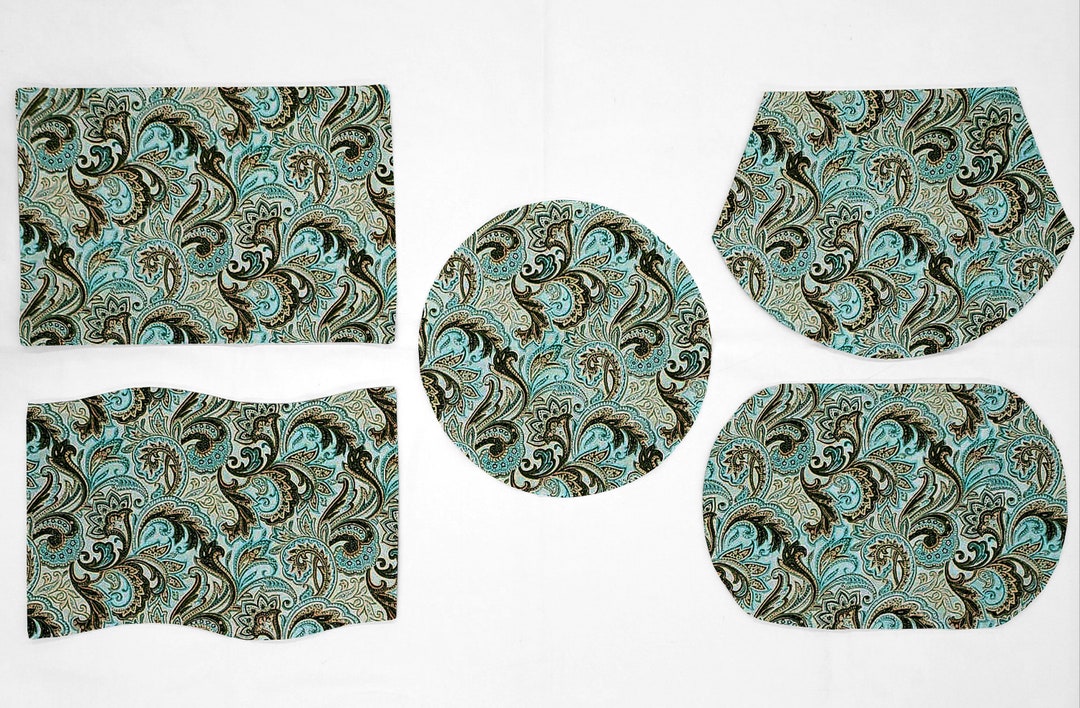 Brown & Teal Paisley Placemats Etsy