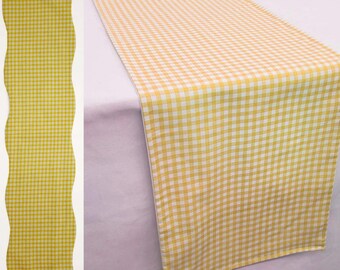 Yellow & White Checked Gingham Table Runner