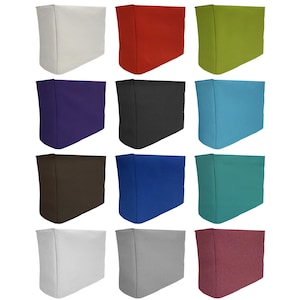 May include: Twelve different color options for a fabric appliance cover. The covers are rectangular and have a smooth, even texture.
