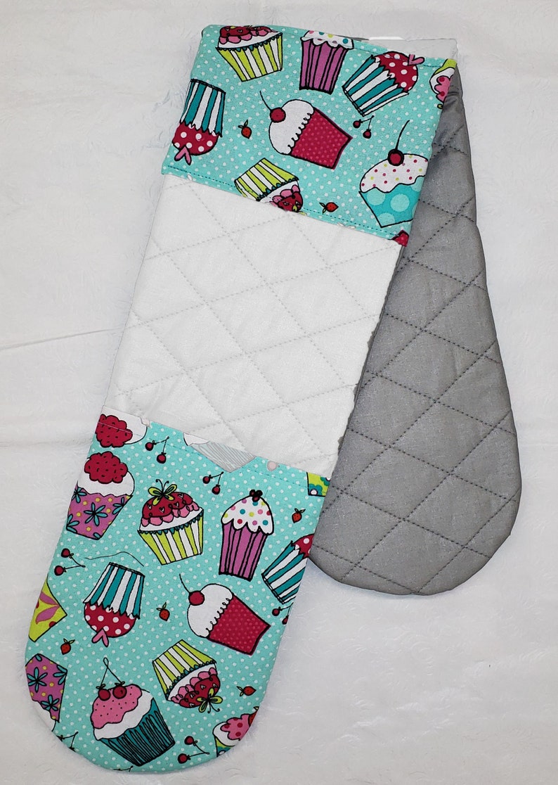 Teal Cupcake Double Oven Mitt Etsy