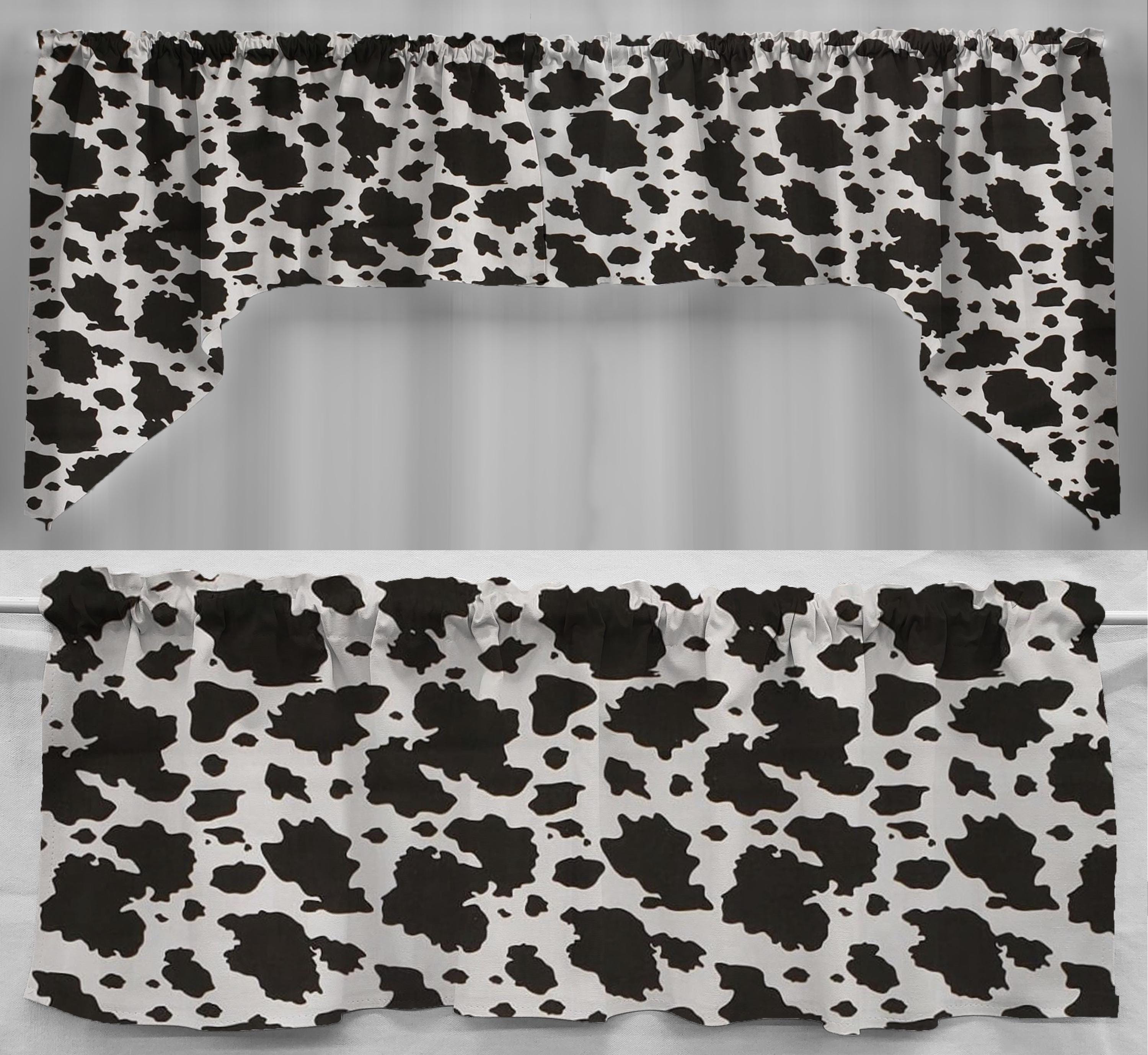 thumbnail image 2 of Handmade 100% Cotton Cow Spot Window Valance - 14x42 Inches, Black & White 2 of 5