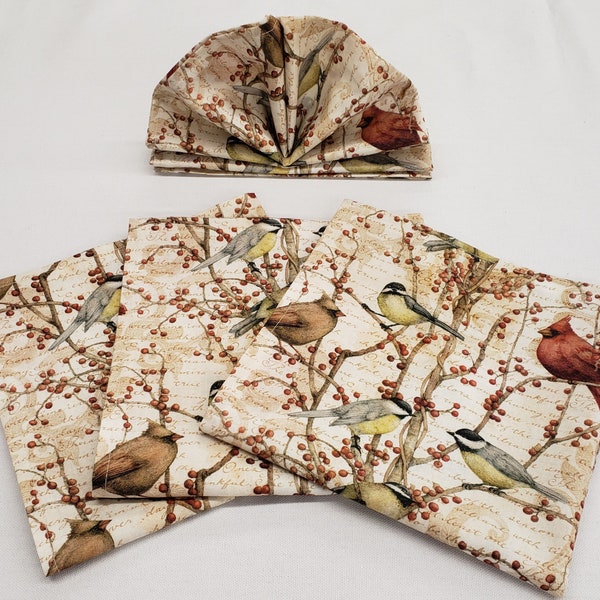 Birds & Berries Cloth Napkins