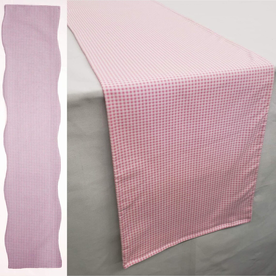 Pink & White Checked Gingham Table Runner Etsy