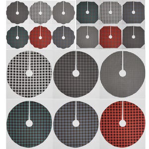 Buffalo Check Plaid Christmas Tree Skirt (6 Colors Available) (3 Shapes Available)