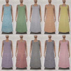 Checked Gingham Cross Back Apron