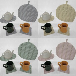 Striped Vines Tea Pot Cozy & Coaster Set - Etsy