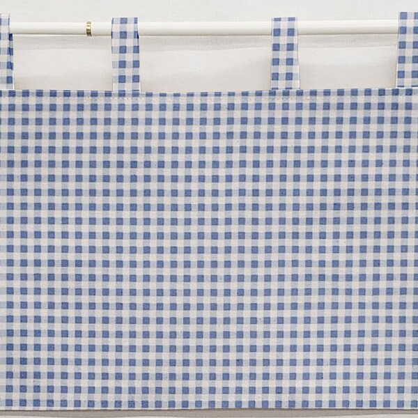 Blue and White Checked Valance Etsy