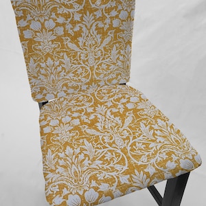Gold Floral Damask Dining Room Chair Back Covers or Seat Covers