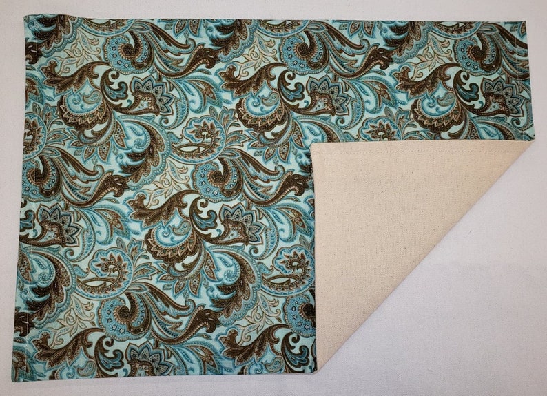 Brown & Teal Paisley Placemats Etsy