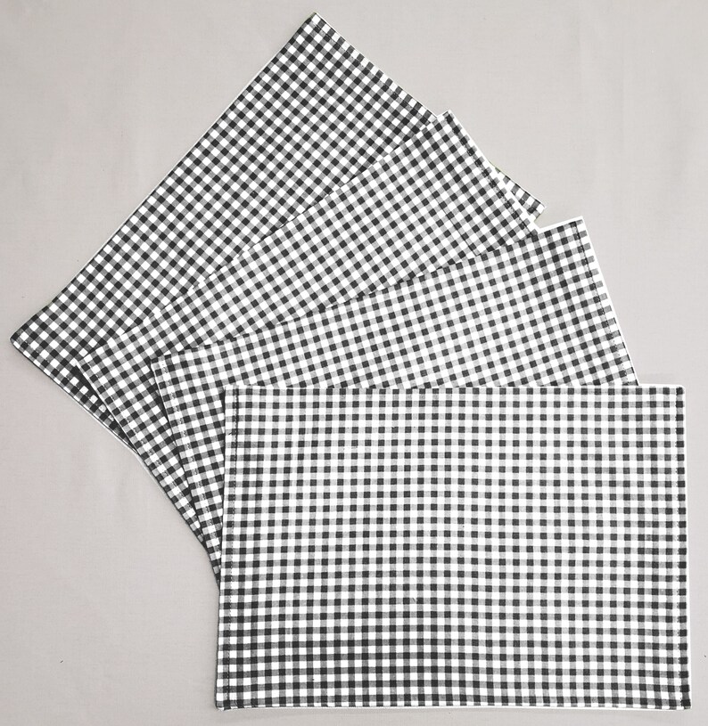 Black & White Checked Gingham Placemat Table Runner Cloth Etsy