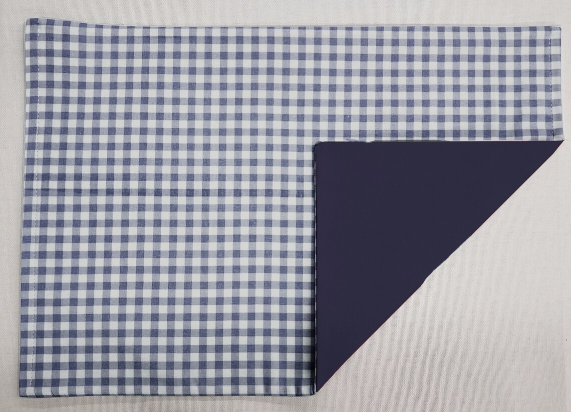 Navy Blue & White Checked Gingham Placemat Table Runner Cloth Etsy