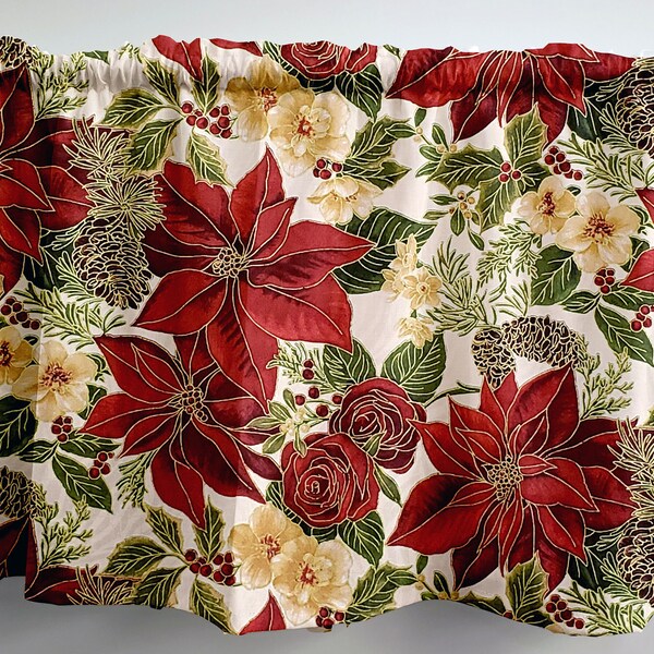 Christmas Poinsettia Valances or Curtains