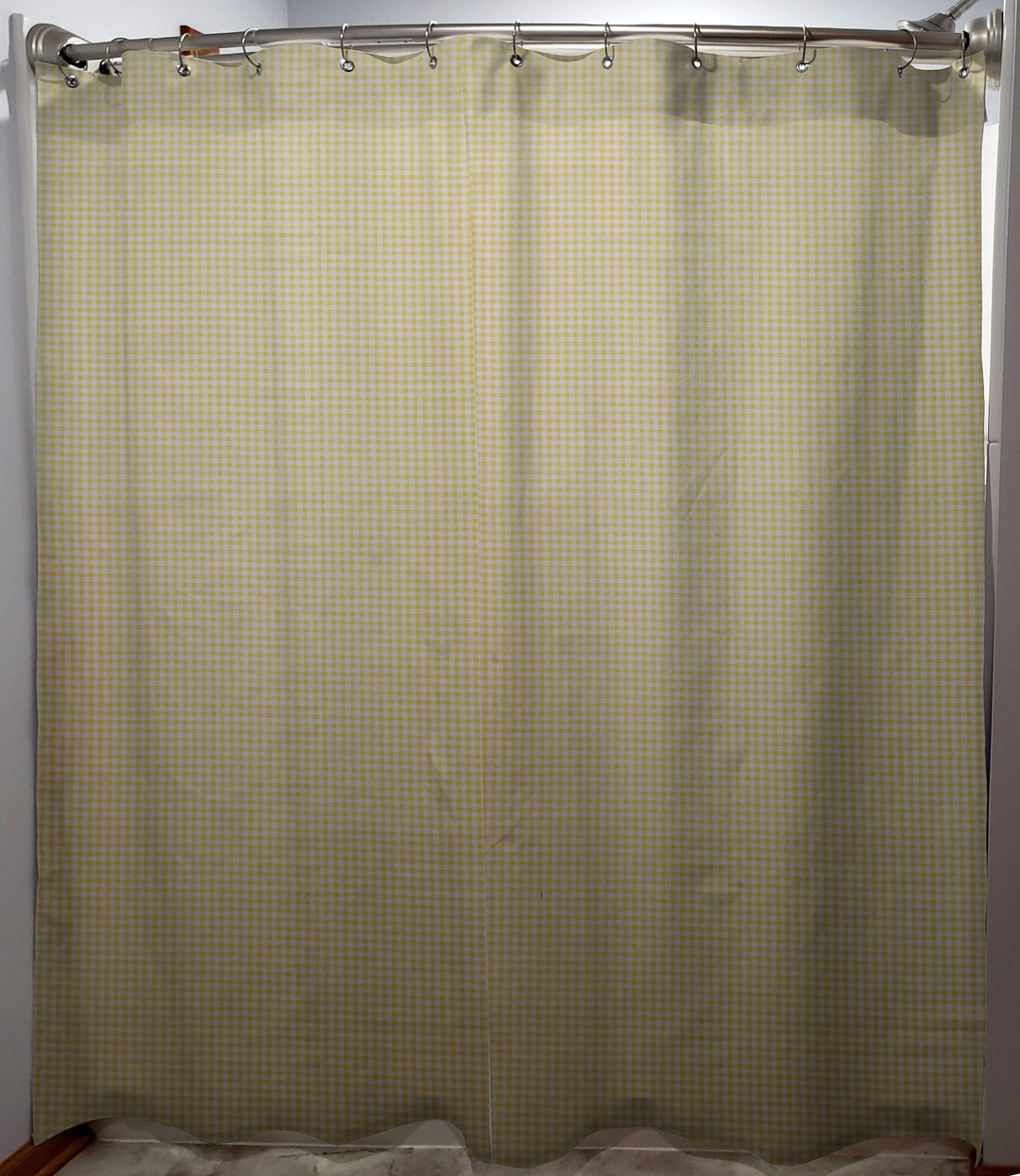 Yellow & White Checked Gingham Shower Curtain Etsy