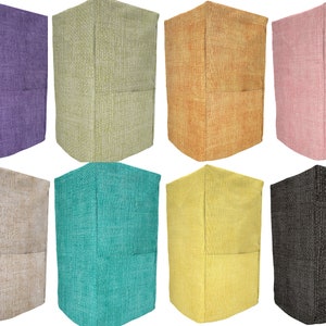 May include: Set of ten fabric covers for a small appliance, such as a mini fridge or a small air conditioner. The covers are in various colors, including purple, green, orange, pink, beige, teal, yellow, and black.