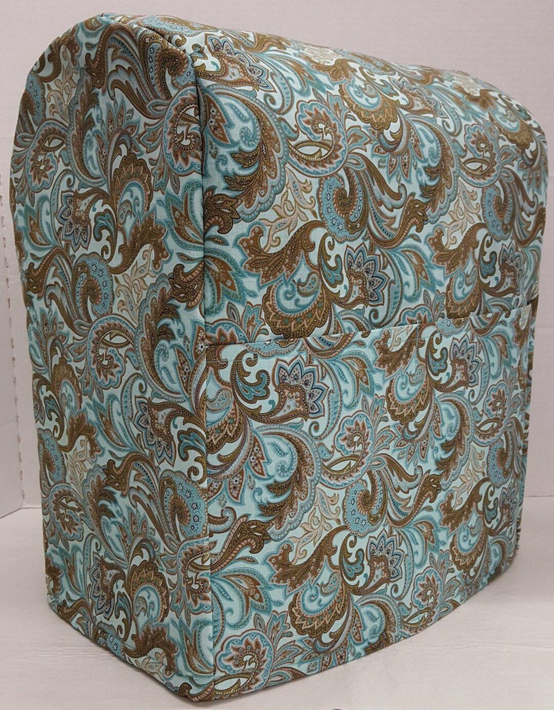 Brown & Teal Paisley Cover Compatible With Kitchenaid Stand Mixer