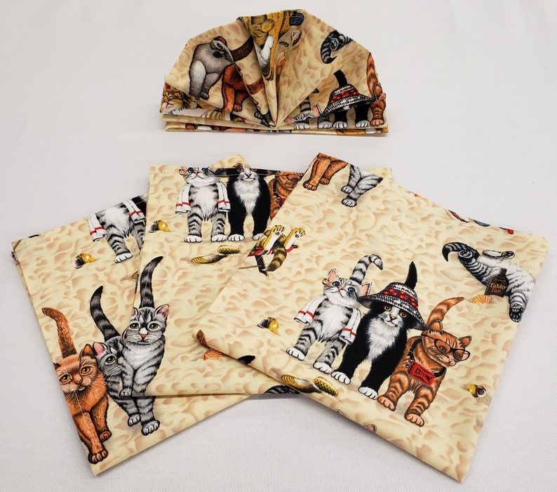 Beach Cats Cloth Napkins Etsy