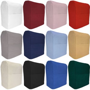May include: Twelve different colored covers for a stand mixer. The covers are made of fabric and have a pocket on the front. The colors are white, red, pink, light blue, gray, dark blue, beige, black, royal blue, and green.