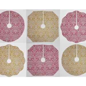 Damask Christmas Tree Skirt (2 Colors Available) (3 Shapes Available)