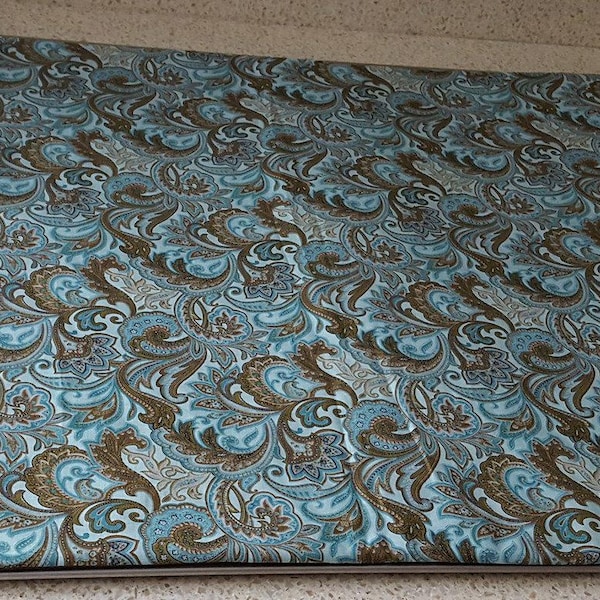 Brown & Teal Paisley Cover and Protector for Flat Stove Top