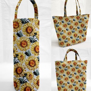 Harvest Sunflowers Reusable Fabric Gift Bags and/or Tote Bags