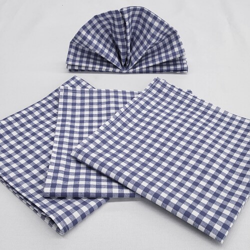 Navy Blue and White Gingham Cloth Napkins Buffalo Check Etsy