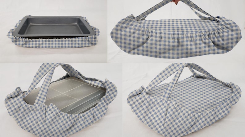 Checked Gingham Casserole Baking Pan or Pie Plate Cozy and Carrier (10 Colors Available)
