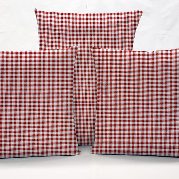 Red & White Checked Gingham Pillowcase / Pillow Cover (Many Sizes)