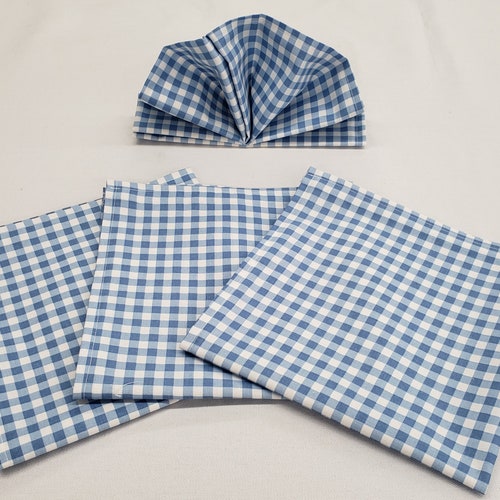 Navy Blue and White Gingham Cloth Napkins Buffalo Check Etsy