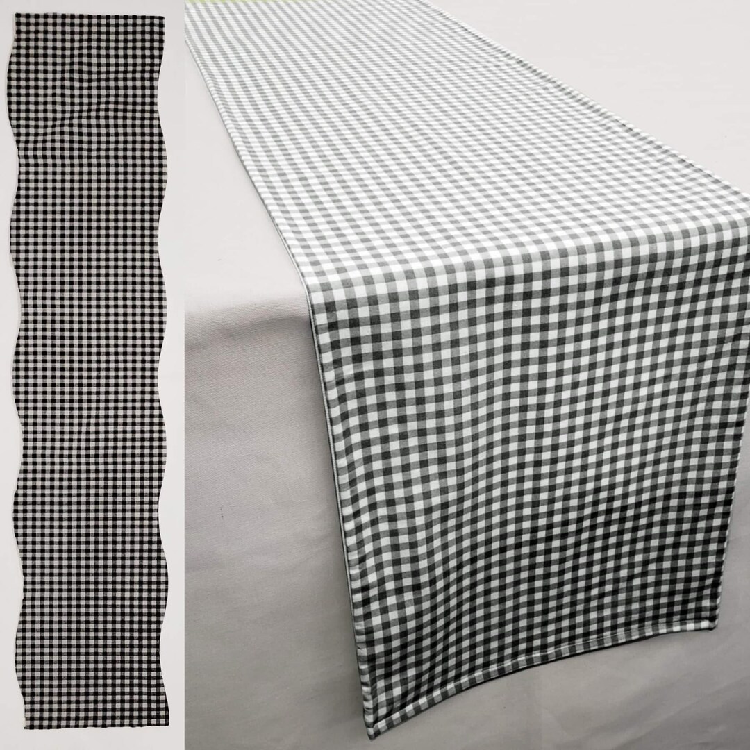 Black & White Checked Gingham Table Runner Etsy
