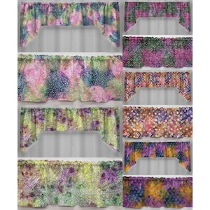 Batik Tie Dye Valances, Curtains or Swags (5 Patterns Available)