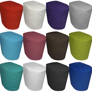 May include: Twelve different colored fabric covers for a kitchen appliance. The covers are in various colors, including red, white, purple, gray, blue, pink, brown, green, teal, black, and royal blue.