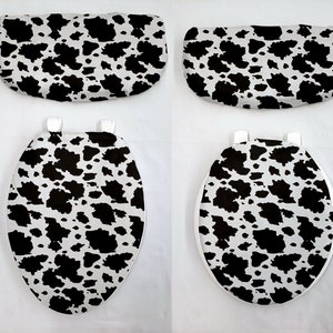 Black & White Cow Spots Toilet Seat Lid and Tank Cover Set