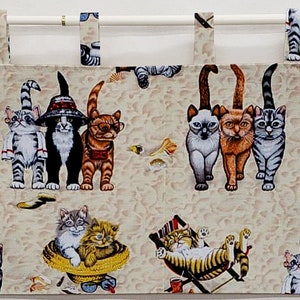 Beach Cats Tab Top Valances or Curtains