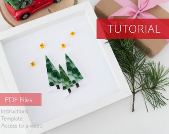 Winter Night - Quilling Tutorial Step by Step, DIY Christmas Home Decoration,  Instant Digital Download, Printable Pattern, Hobby
