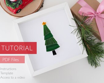 DIY Christmas Home Decoration, Paper Quilling Christmas Tree Step by Step Tutorial, Printable Template, Instant Download, Paper Art Pattern