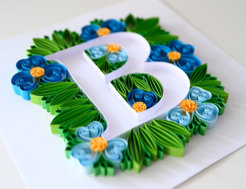 Quilling Letter B Floral Quilled Monogram Personalized Gift Etsy