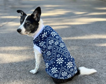 Snowflake Dog Turtleneck / Pyjamas For Dogs / Blue Dog Jacket