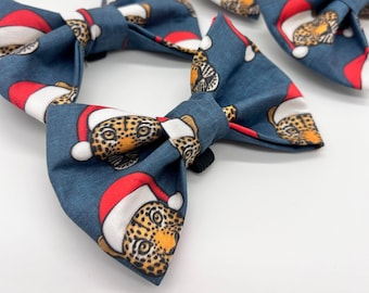 Leopard Christmas Dog Bowtie / Christmas Dog Bow Tie / Dog Bow Ties