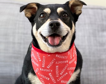 Christmas Dog Bandana / Naughty Or Nice Christmas Dog Bandanas