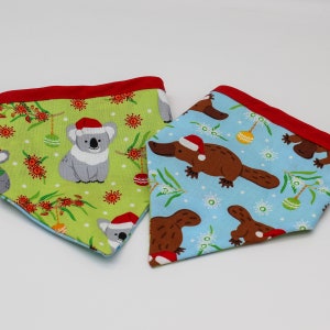 Aussie Christmas Platypus Dog Bandana / Christmas Koala Dog Bandanas image 1