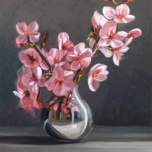 Cherry Blossoms | Floral Flower Oil Painting Signed Fine Art Print | Direct from Artist