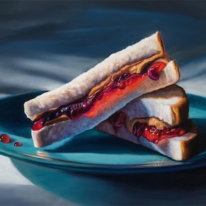 Peanut Butter and Jelly Sandwich | Kitchen Food Oil Painting Signed Fine Art Print | Direct from Artist