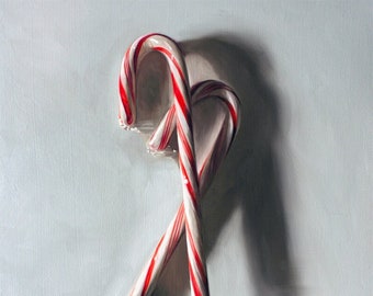 Christmas Candy Canes | Still Life Oil Painting Signed Fine Art Print | Direct from Artist