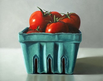 Fresh Garden Tomatoes | Food Kitchen Oil Painting Signed Fine Art Print | Direct from Artist