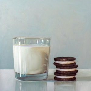 Milk and Cookies | Food Kitchen Oil Painting Signed Fine Art Print | Direct from Artist