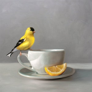 Goldfinch Art Print: Signed Bird Oil Painting Reproduction, Kitchen Wall Decor